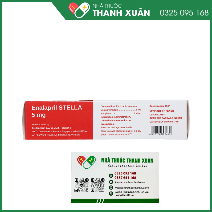 Enalapril Stella 5 mg điều trị tăng huyết áp, suy tim sung huyết